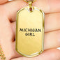 Michigan Girl - 18k Gold Finished Luxury Dog Tag Necklace
