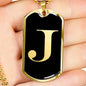 Initial J v2a - 18k Gold Finished Luxury Dog Tag Necklace