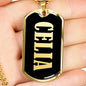 Celia v02 - 18k Gold Finished Luxury Dog Tag Necklace