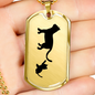 Mama Cat With 1 Kitten - 18k Gold Finished Luxury Dog Tag Necklace