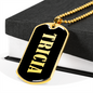 Tricia v02 - 18k Gold Finished Luxury Dog Tag Necklace