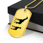 Mama Giraffe With 1 Calf - 18k Gold Finished Luxury Dog Tag Necklace