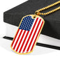American Flag - 18k Gold Finished Luxury Dog Tag Necklace