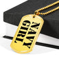 Navy Girl - 18k Gold Finished Luxury Dog Tag Necklace