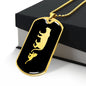 Mama Lioness With 1 Cub v2 - 18k Gold Finished Luxury Dog Tag Necklace