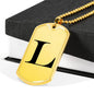 Initial L v1a - 18k Gold Finished Luxury Dog Tag Necklace