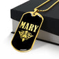 Mary v02a - 18k Gold Finished Luxury Dog Tag Necklace
