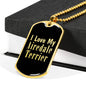 Love My Airedale Terrier v2 - 18k Gold Finished Luxury Dog Tag Necklace