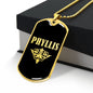 Phyllis v02a - 18k Gold Finished Luxury Dog Tag Necklace