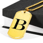 Initial B v1a - 18k Gold Finished Luxury Dog Tag Necklace