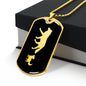 Mama Wolf With 1 Pup v2 - 18k Gold Finished Luxury Dog Tag Necklace