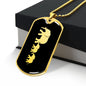 Mama Elephant With 2 Calves v2 - 18k Gold Finished Luxury Dog Tag Necklace