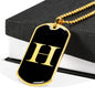 Initial H v2a - 18k Gold Finished Luxury Dog Tag Necklace