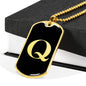 Initial Q v2a - 18k Gold Finished Luxury Dog Tag Necklace