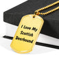 Love My Scottish Deerhound v4 - 18k Gold Finished Luxury Dog Tag Necklace