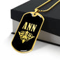 Ann v02a - 18k Gold Finished Luxury Dog Tag Necklace