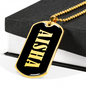 Aisha v02 - 18k Gold Finished Luxury Dog Tag Necklace