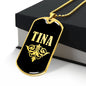 Tina v02a - 18k Gold Finished Luxury Dog Tag Necklace