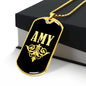 Amy v02a - 18k Gold Finished Luxury Dog Tag Necklace