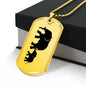 Mama Elephant With 1 Calf - 18k Gold Finished Luxury Dog Tag Necklace