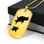 Mama Penguin With 1 Chick - 18k Gold Finished Luxury Dog Tag Necklace
