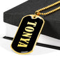 Tonya v02 - 18k Gold Finished Luxury Dog Tag Necklace