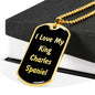 Love My King Charles Spaniel v5 - 18k Gold Finished Luxury Dog Tag Necklace