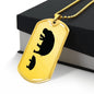 Mama Hippo With 1 Calf - 18k Gold Finished Luxury Dog Tag Necklace