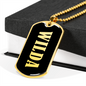 Wilda v02 - 18k Gold Finished Luxury Dog Tag Necklace