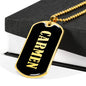 Carmen v02 - 18k Gold Finished Luxury Dog Tag Necklace
