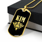 Kim v02a - 18k Gold Finished Luxury Dog Tag Necklace