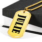 Julie v01 - 18k Gold Finished Luxury Dog Tag Necklace