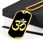 Om Symbol v2 - 18k Gold Finished Luxury Dog Tag Necklace