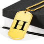 Initial H v1a - 18k Gold Finished Luxury Dog Tag Necklace