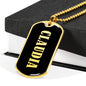 Claudia v02 - 18k Gold Finished Luxury Dog Tag Necklace