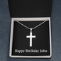Happy Birthday John v2 - Stainless Steel Ball Chain Cross Necklace