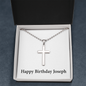 Happy Birthday Joseph - Stainless Steel Ball Chain Cross Necklace