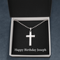 Happy Birthday Joseph v2 - Stainless Steel Ball Chain Cross Necklace