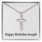 Happy Birthday Joseph - Stainless Steel Ball Chain Cross Necklace