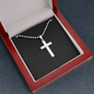 Stainless Steel Ball Chain Cross Necklace With Mahogany Style Luxury Box v2