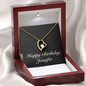 Happy Birthday Jennifer v2 - 18k Yellow Gold Finish Forever Love Necklace With Mahogany Style Luxury Box