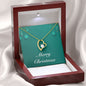 Merry Christmas v02 - 18k Yellow Gold Finish Forever Love Necklace With Mahogany Style Luxury Box