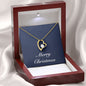 Merry Christmas v08 - 18k Yellow Gold Finish Forever Love Necklace With Mahogany Style Luxury Box