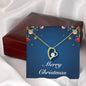 Merry Christmas v01 - 18k Yellow Gold Finish Forever Love Necklace With Mahogany Style Luxury Box