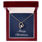 Merry Christmas v08 - 18k Yellow Gold Finish Forever Love Necklace With Mahogany Style Luxury Box