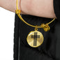 Stylized Cross - 18k Gold Finished Bangle Bracelet