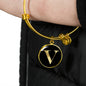 Initial V v2a - 18k Gold Finished Bangle Bracelet