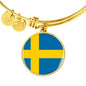 Swedish Flag - 18k Gold Finished Bangle Bracelet
