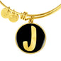 Initial J v2b - 18k Gold Finished Bangle Bracelet