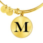 Initial M v1a - 18k Gold Finished Bangle Bracelet